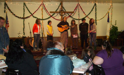 The Lyons family at the Overflowing Cup New Years Eve party