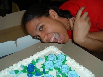 Courtney almost ate the cake!